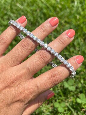 Womens Iced Moissanite Tennis Bracelet Silver 7 Inch 5mm VVS1 GRA Passes Tester